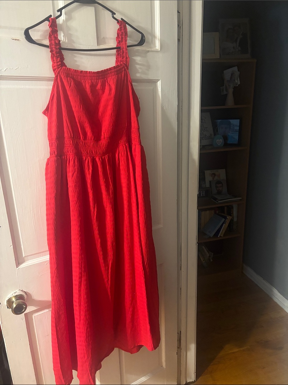 Market & Spruce Red Smocked-Strap Casual Sundress